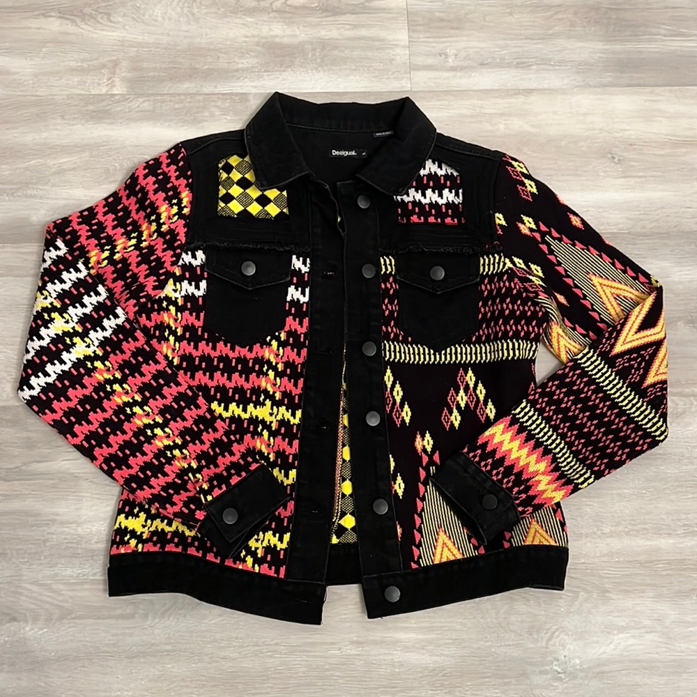desigual vibrant patterned jacket